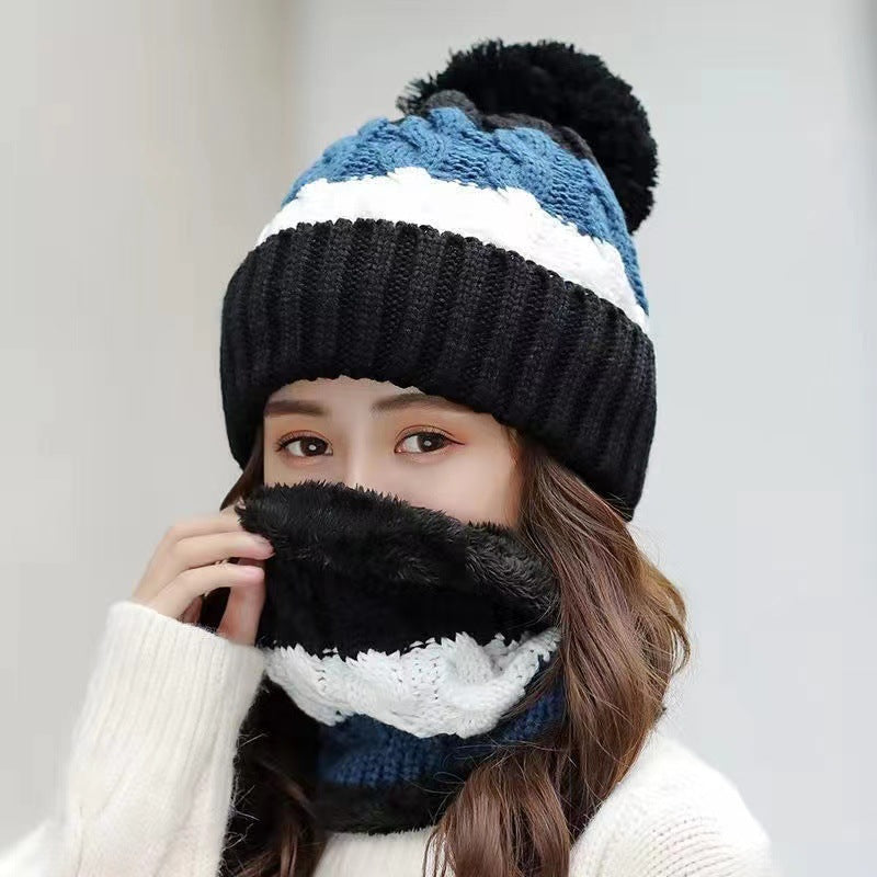 Winter Knit Beanie Hat & Scarf Set with Fleece Lining